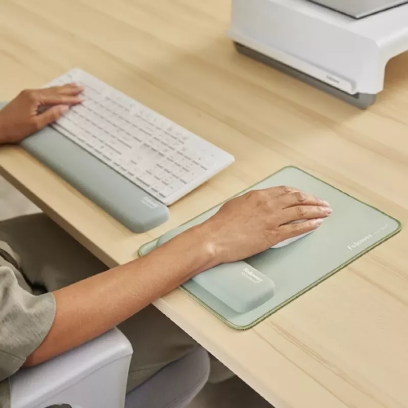 Fellowes Wrist Rest Breyta Palm Rest with Antibacterial Protection Ergonomic Wrist Support Sage
