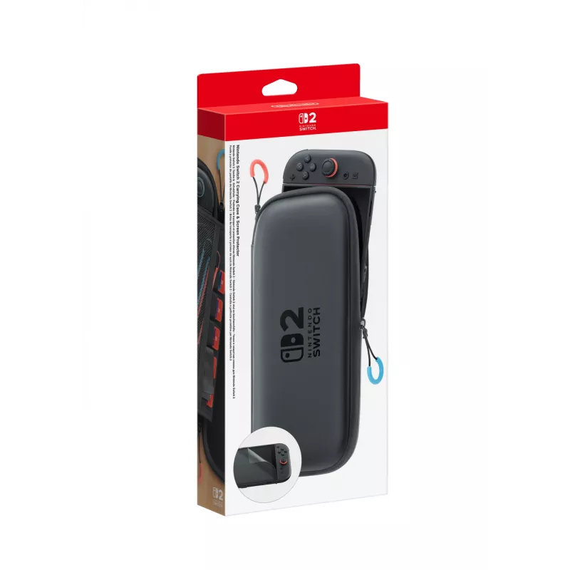 Nintendo Switch 2 Carrying Case & Screen Protector, Hardshell case, Nintendo, Black, Nintendo Switch 2, Zipper, 142 mm