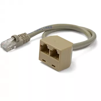 StarTech.com 2-to-1 RJ45 Splitter Cable Adapter - F/M, 10/100Base-T(X), Cat5e, Grey, Polyvinyl chloride (PVC), 0.33 m, Male/Female