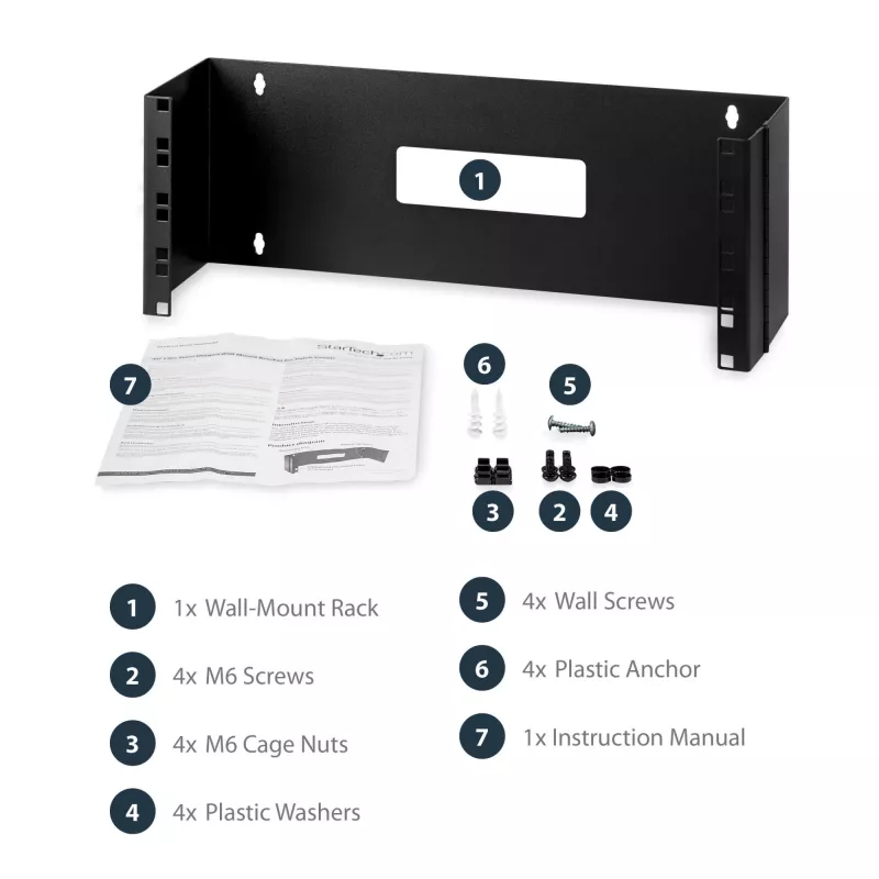 StarTech.com 4U 19in Hinged Wall Mounting Bracket for Patch Panels