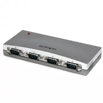 StarTech.com 4 Port USB to RS232 Serial DB9 Adapter Hub, USB, Serial, Silver, Plastic, CE, FCC, RoHS, 1 W