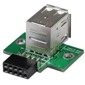 StarTech.com 2 Port USB Motherboard Header Adapter, IDC, USB 2.0, Black, Green, Stainless steel, 20 mm, 125 mm, 230 mm