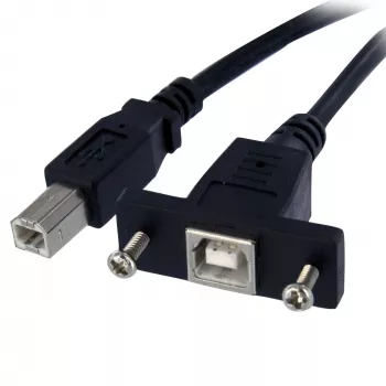 StarTech.com 1 ft Panel Mount USB Cable B to B - F/M, 0.3 m, USB B, USB B, USB 2.0, 0.48 Gbit/s, Black