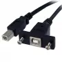 StarTech.com 1 ft Panel Mount USB Cable B to B - F/M, 0.3 m, USB B, USB B, USB 2.0, 0.48 Gbit/s, Black
