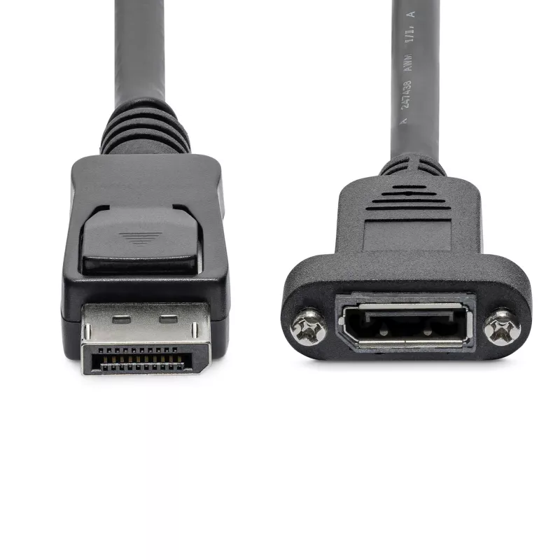 StarTech.com 3ft (1m) Panel Mount DisplayPort Cable - 4K x 2K - DisplayPort 1.2 Extension Cable Male to Female - DP Video Extender Cord with Panel Mount DP Connector - DP Monitor Cable