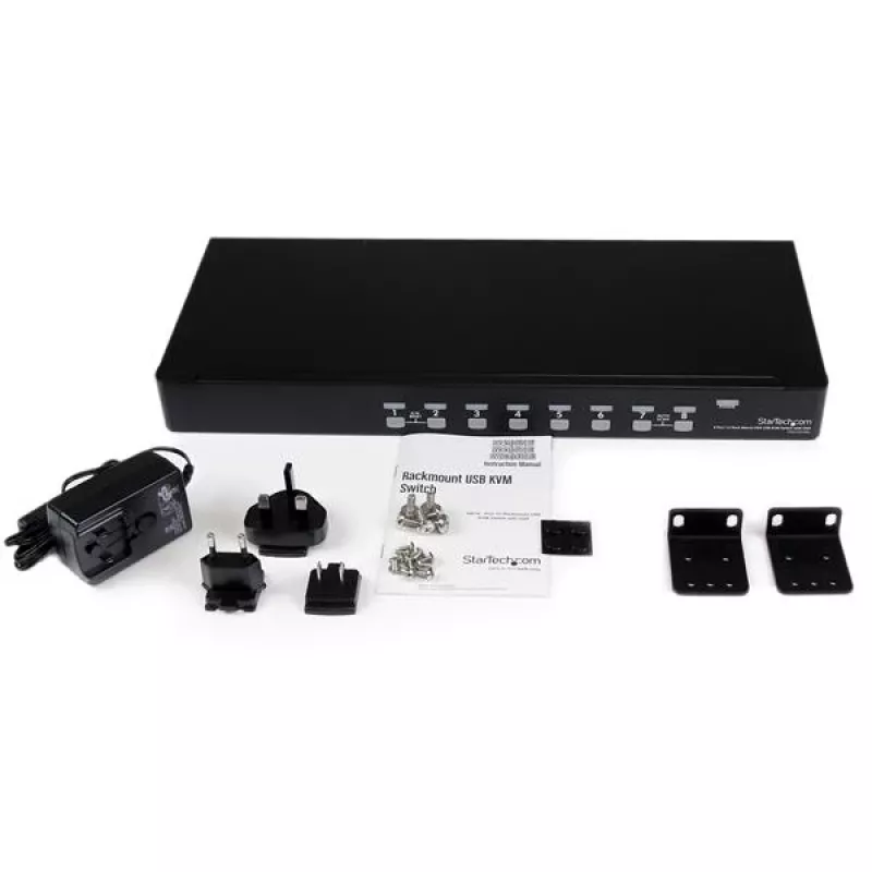 StarTech.com 8 Port 1U Rackmount USB KVM Switch with OSD, 1920 x 1440 pixels, Rack mounting, 1U, Black
