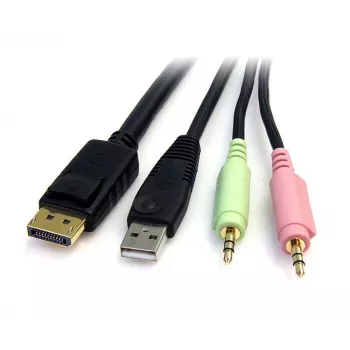 StarTech.com 6ft 4-in-1 USB DisplayPort KVM Switch Cable w/ Audio & Microphone