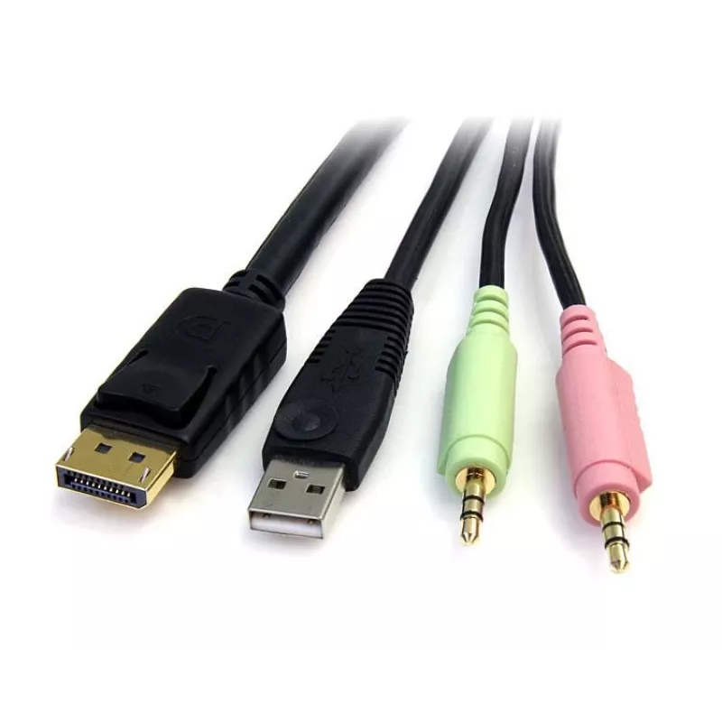 StarTech.com 6ft 4-in-1 USB DisplayPort KVM Switch Cable w/ Audio & Microphone