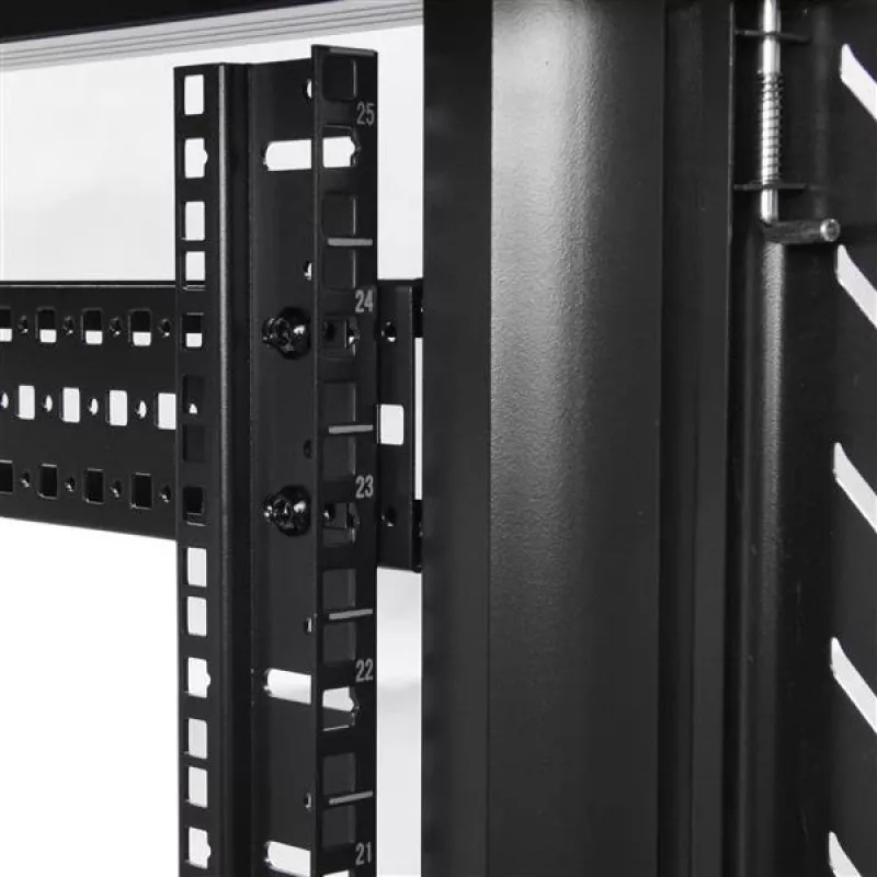 StarTech.com 4-Post 25U Server Rack Cabinet, Lockable 19 inch Data Rack Cabinet for Computer / AV / IT Equipment, Office / Home Network Rack with Casters & Adjustable Mounting Rails