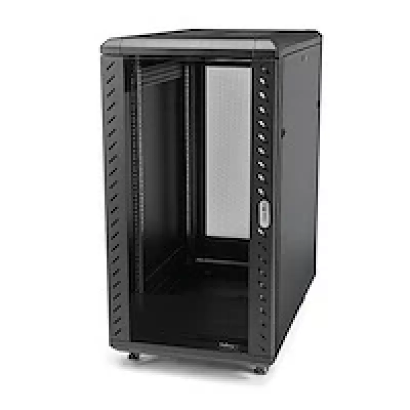 StarTech.com 4-Post 25U Server Rack Cabinet, Lockable 19 inch Data Rack Cabinet for Computer / AV / IT Equipment, Office / Home Network Rack with Casters & Adjustable Mounting Rails