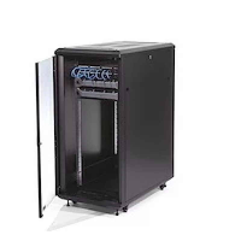 StarTech.com 4-Post 25U Server Rack Cabinet, Lockable 19 inch Data Rack Cabinet for Computer / AV / IT Equipment, Office / Home Network Rack with Casters & Adjustable Mounting Rails