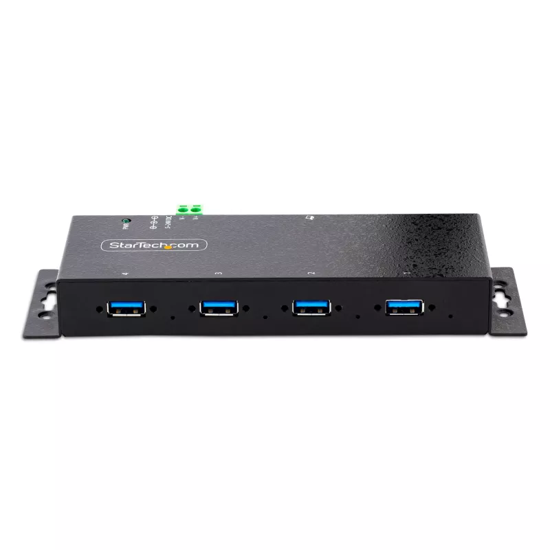 StarTech.com 4-Port Industrial USB 3.0 Hub with ESD Protection~4-Port USB 3.0 Hub - 5Gbps - Metal Industrial USB-A Hub - Wall or Desk Mountable USB Data Hub - TAA Compliant USB Expander Hub