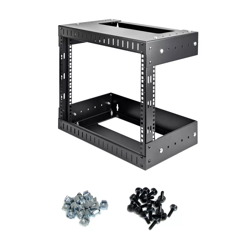 StarTech.com 8U 19 inch Wall Mount Network Rack - Adjustable Depth 12-20 inch 2 Post Open Frame Server Room Rack for AV/Data/ IT Communication/Computer Equipment/Switch w/Cage Nuts & Screws