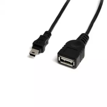 StarTech.com 1 ft Mini USB 2.0 Cable - USB A to Mini B F/M, 0.3 m, USB A, Mini-USB B, Male/Female, 0.48 Gbit/s, Black