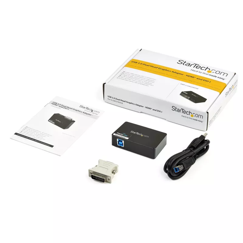 StarTech.com USB 3.0 to HDMI / DVI Adapter - 2048x1152, 3.2 Gen 1 (3.1 Gen 1), USB Type-B, DVI output, HDMI output, 2048 x 1152 pixels