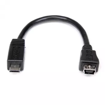 StarTech.com 6in Micro USB to Mini USB Adapter Cable M/F, 0.15 m, Mini-USB B, Micro-USB A, Male/Female, Black