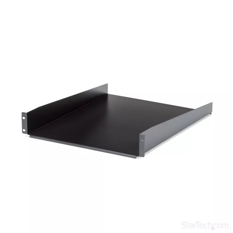 StarTech.com 2U Server Rack Shelf - Universal Rack Mount Cantilever Shelf for 19 inch Network Equipment Rack & Cabinet - Heavy Duty Steel – Weight Capacity 50lb/23kg - 22 inch Deep Tray, Black