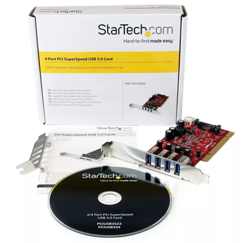StarTech.com 4-Port PCI USB 3.0 Adapter Card with SATA/SP4 Power