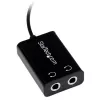 StarTech.com Black Slim Mini Jack Headphone Splitter Cable Adapter - 3.5mm Male to 2x 3.5mm Female