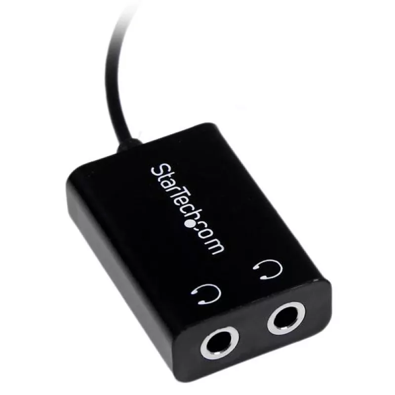 StarTech.com Black Slim Mini Jack Headphone Splitter Cable Adapter - 3.5mm Male to 2x 3.5mm Female