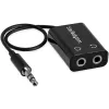 StarTech.com Black Slim Mini Jack Headphone Splitter Cable Adapter - 3.5mm Male to 2x 3.5mm Female