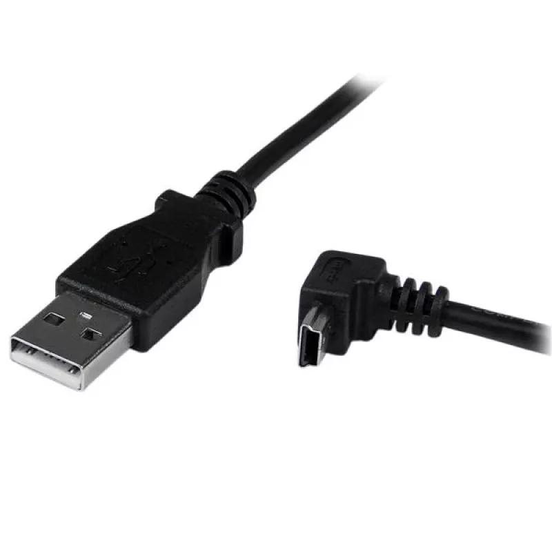 StarTech.com 2m Mini USB Cable - A to Down Angle Mini B, 2 m, USB A, Mini-USB B, USB 2.0, 0.48 Gbit/s, Black