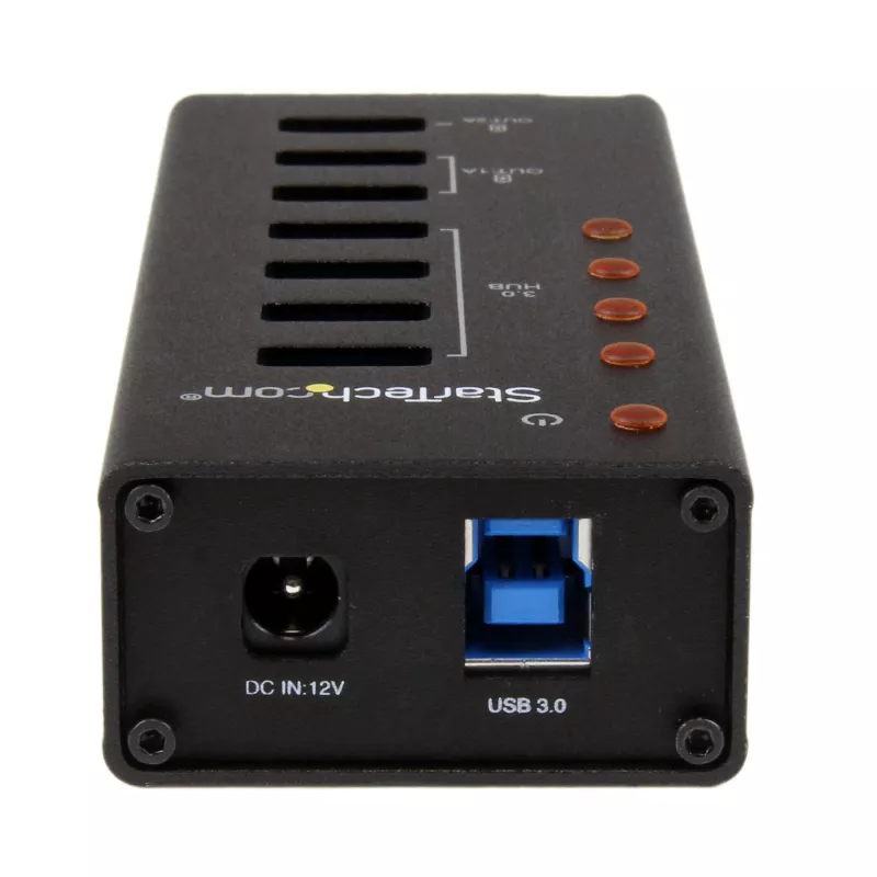 StarTech.com 4 Port USB 3.0 Hub plus 3 Dedicated USB Charging Ports (2 x 1A & 1 x 2A) - Wall Mountable Metal Enclosure~4 Port USB 3.0 Hub (5Gbps) plus 3 Dedicated USB Charging Ports (2 x 1A & 1 x 2A) - Wall Mountable Metal Enclosure