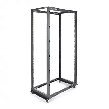 StarTech.com 4-Post 42U Mobile Open Frame Server Rack, Four Post 19 inch Network Rack with Wheels, Rolling Rack with Adjustable Depth for Computer/AV/Data/IT Equipment - Casters, Leveling Feet or Floor Mounting