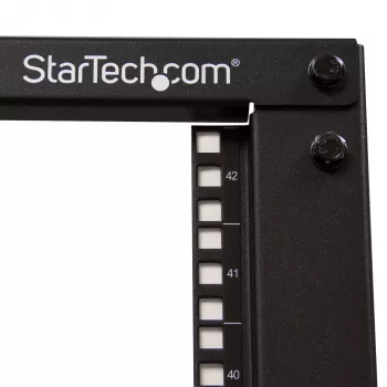 StarTech.com 4-Post 42U Mobile Open Frame Server Rack, Four Post 19 inch Network Rack with Wheels, Rolling Rack with Adjustable Depth for Computer/AV/Data/IT Equipment - Casters, Leveling Feet or Floor Mounting