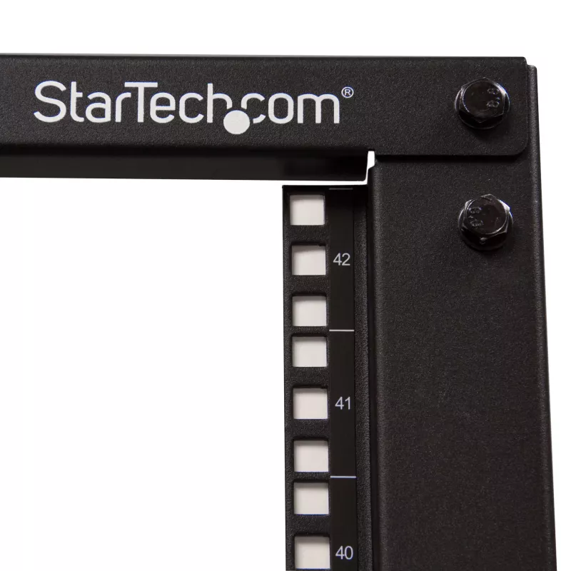 StarTech.com 4-Post 42U Mobile Open Frame Server Rack, Four Post 19 inch Network Rack with Wheels, Rolling Rack with Adjustable Depth for Computer/AV/Data/IT Equipment - Casters, Leveling Feet or Floor Mounting