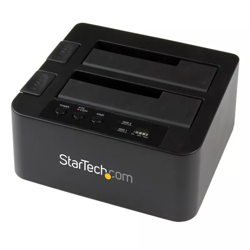 StarTech.com Dual Bay Hard Drive Duplicator, Standalone USB 3.0 (5 Gbps) / eSATA to 2.5/3.5 inch SATA III HDD/SSD Cloner/Copier, Hard Drive Docking Station, Hard Disk Cloner