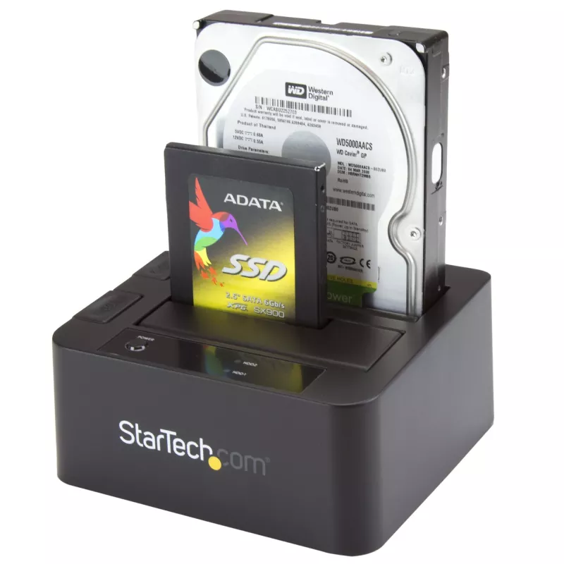 StarTech.com Dual-Bay USB 3.0 / eSATA to SATA Hard Drive Docking Station, USB Hard Drive Dock, External 2.5/3.5 inch SATA I/II/III SSD/HDD Docking Station, Hot-Swap Hard Drive Bays, Top-Loading
