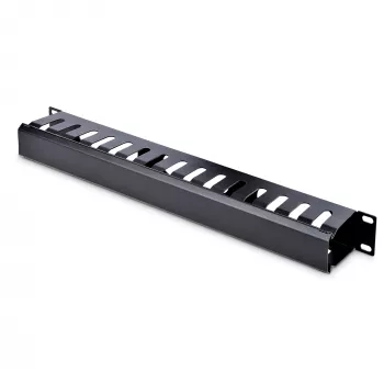 StarTech.com Horizontal 1U Server Rack Cable Management Finger Duct w/ Cover - 19 inch Network Rack Wire Duct Raceway Panel - Slotted Wire Duct