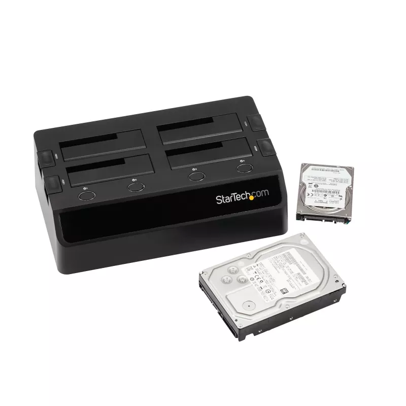 StarTech.com 4-Bay USB 3.0 to SATA Hard Drive Docking Station, USB Hard Drive Dock, External 2.5/3.5 inch SATA III SSD/HDD Docking Station, Hot-Swap Hard Drive Bay, Top-Loading
