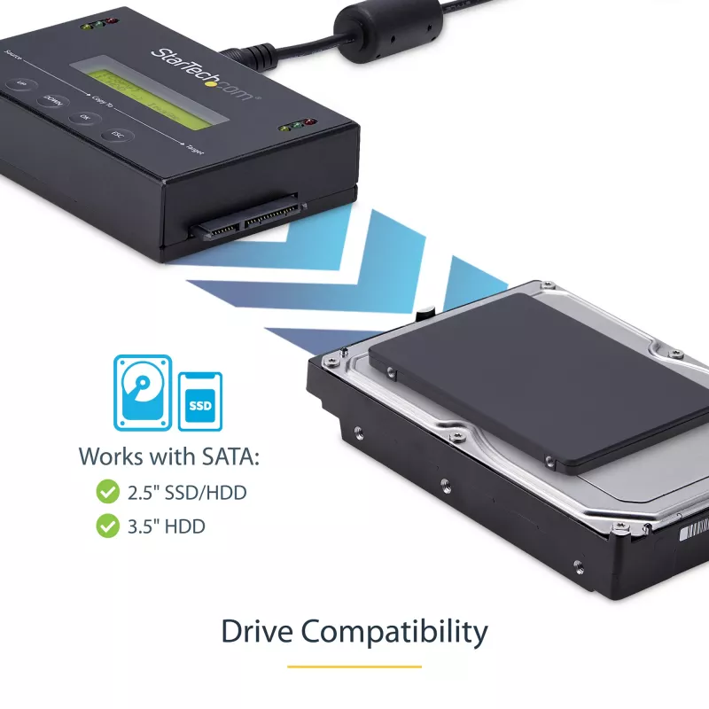 StarTech.com 1:1 Standalone Hard Drive Duplicator with Disk Image Manager For Backup and Restore, Store Several Disk Images on one 2.5/3.5 inch SATA Drive, HDD/SSD Cloner, No PC Required