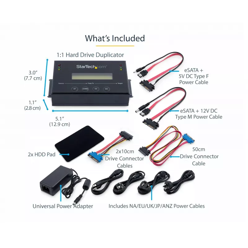 StarTech.com 1:1 Standalone Hard Drive Duplicator with Disk Image Manager For Backup and Restore, Store Several Disk Images on one 2.5/3.5 inch SATA Drive, HDD/SSD Cloner, No PC Required