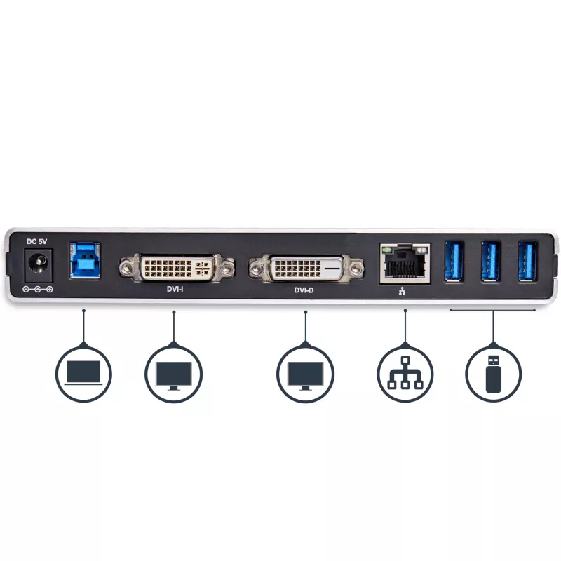 StarTech.com Dual-Monitor USB 3.0 Docking Station with DVI and Vertical Stand