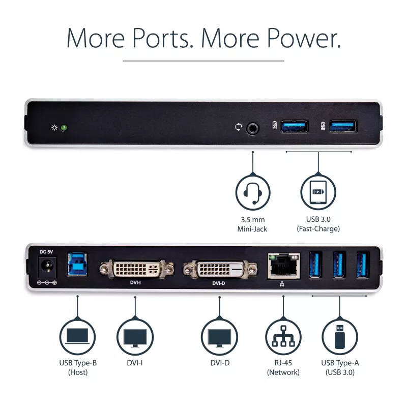 StarTech.com Dual-Monitor USB 3.0 Docking Station with DVI and Vertical Stand