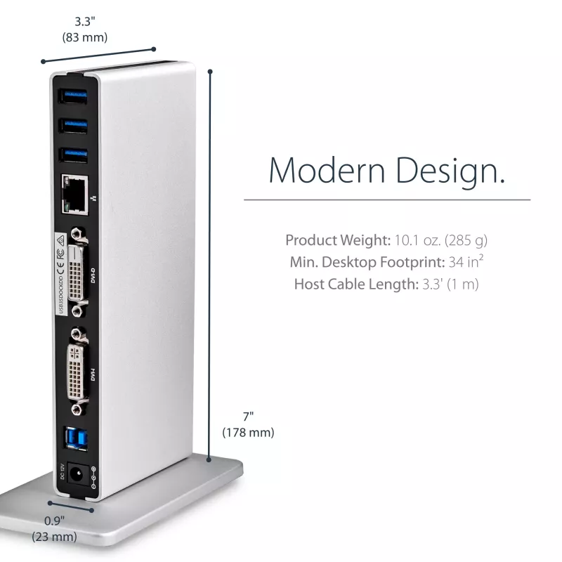 StarTech.com Dual-Monitor USB 3.0 Docking Station with DVI and Vertical Stand