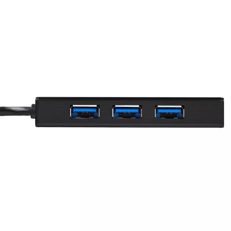StarTech.com 3-Port Portable USB 3.0 Hub plus Gigabit Ethernet - Aluminum with Built-in Cable~3-Port Portable USB 3.0 Hub plus Gigabit Ethernet - 5Gbps - Aluminum with Built-in Cable