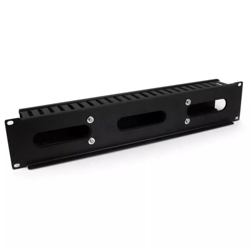 StarTech.com Horizontal 2U Server Rack Cable Management Finger Duct w/ Cover - 19 inch Network Rack Wire Duct Raceway Panel - Slotted Wire Duct