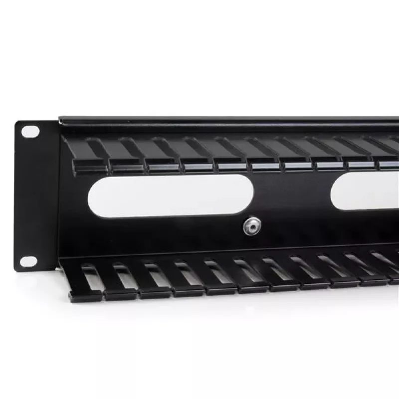 StarTech.com Horizontal 2U Server Rack Cable Management Finger Duct w/ Cover - 19 inch Network Rack Wire Duct Raceway Panel - Slotted Wire Duct