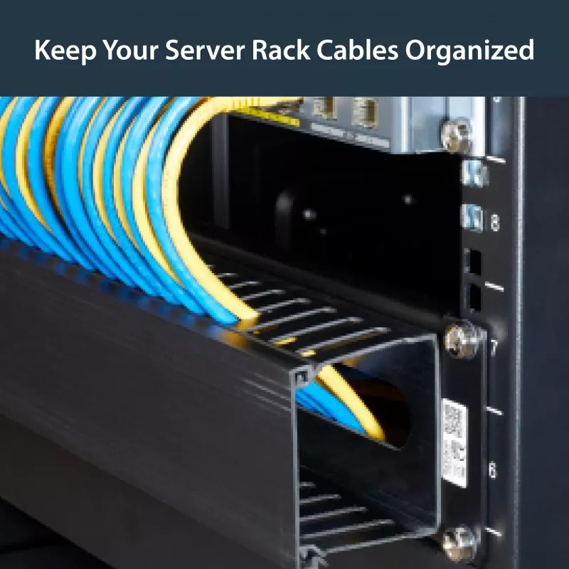 StarTech.com Horizontal 2U Server Rack Cable Management Finger Duct w/ Cover - 19 inch Network Rack Wire Duct Raceway Panel - Slotted Wire Duct