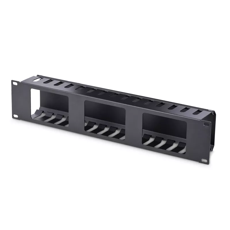 StarTech.com Horizontal 2U Server Rack Cable Management Finger Duct w/ Cover - 19 inch Network Rack Wire Duct Raceway Panel - Slotted Wire Duct