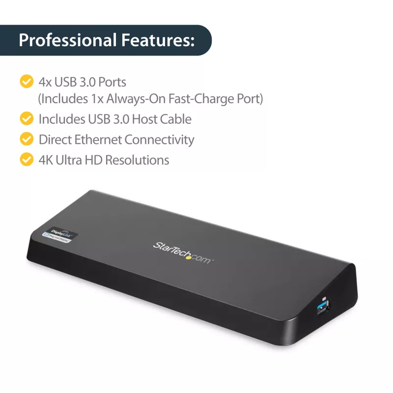 StarTech.com USB 3.0 Docking Station Dual Monitor with HDMI & 4K DisplayPort - USB 3.0 to 4x USB-A, Ethernet, HDMI and DP - USB Type A Universal Laptop Docking Station for Mac & Windows