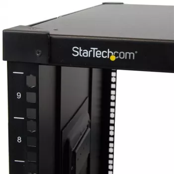 StarTech.com 4-Post 9U Mobile Open Frame Server Rack, Four Post Network Rack with Wheels, 19 inch Rolling Rack for Home/Office Narrow Floor Spaces, Small Data Rack for Computer/AV/IT Equipment - TAA Compliant