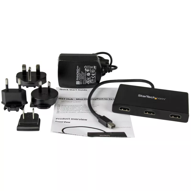 StarTech.com 3-Port Multi Monitor Adapter - Mini DisplayPort to HDMI MST Hub - Triple 1080p or Dual 4K 30Hz - Video Splitter for Extended Desktop Mode on Windows Only - mDP 1.2 to 3x HDMI