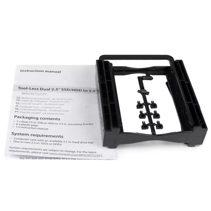 StarTech.com Dual 2.5 inch SSD/HDD Mounting Bracket for 3.5” Drive Bay - Tool-Less Installation