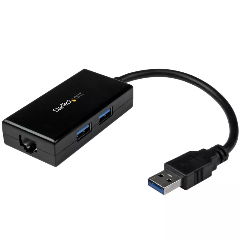 StarTech.com USB to Ethernet Adapter, USB 3.0 to 10/100/1000 Gigabit Ethernet LAN Converter for Laptops, 11.8in/30cm Attached Cable, USB to RJ45 Adapter, NIC Adapter, USB Network Adapter