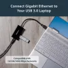 StarTech.com USB to Ethernet Adapter, USB 3.0 to 10/100/1000 Gigabit Ethernet LAN Converter for Laptops, 11.8in/30cm Attached Cable, USB to RJ45 Adapter, NIC Adapter, USB Network Adapter